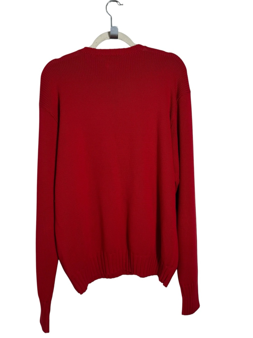 Vintage Polo Ralph Lauren Red Cotton Knit Crewneck Sweater LG - Picture 2 of 8